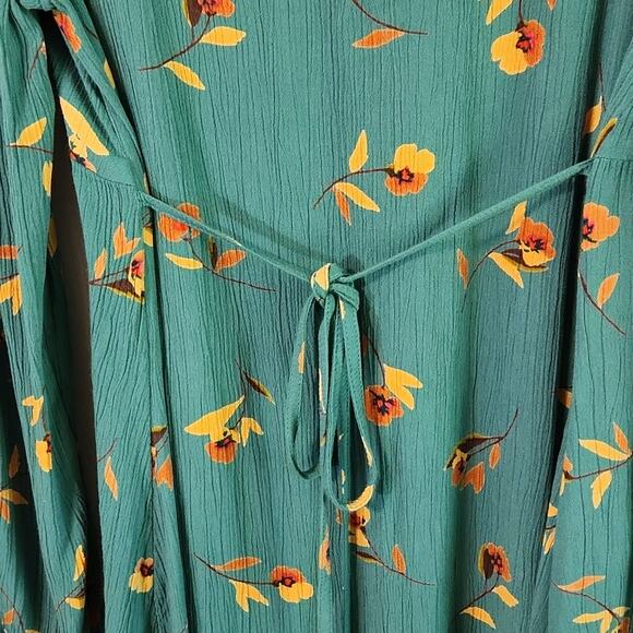 Billabong Days On End Dress Size LG Emerald Floral Babydoll Cottagecore Feminine - Picture 5 of 10